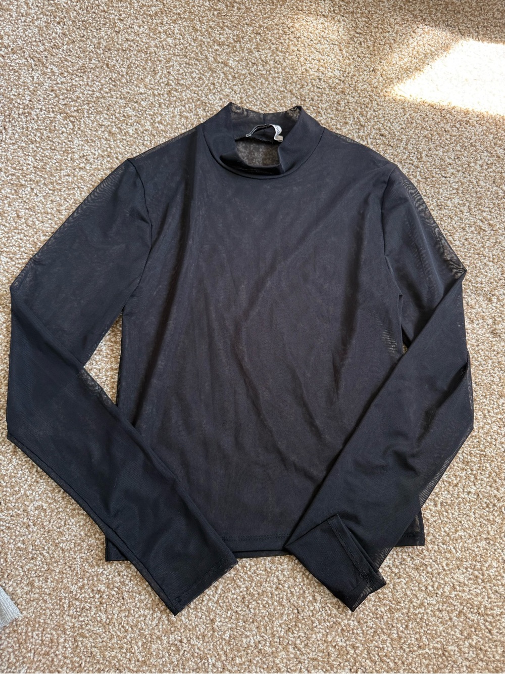 Abercrombie & Fitch Black Mesh Mock Neck Top